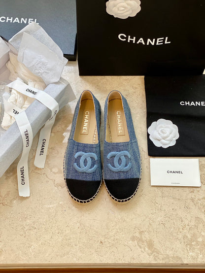 Chanel Washed Denim Logo Espadrilles – Spring/Summer Collection
