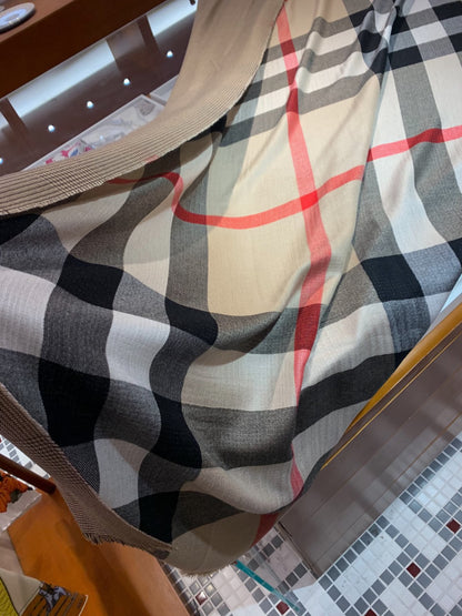 Burberry Reversible Plaid Cashmere Shawl