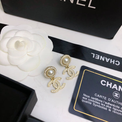 Chanel Pearl CC Stud Earrings