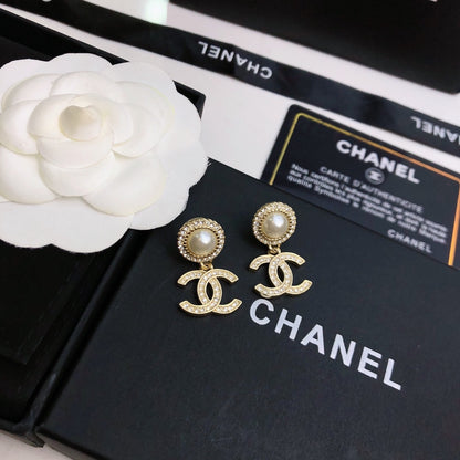 Chanel Pearl CC Stud Earrings