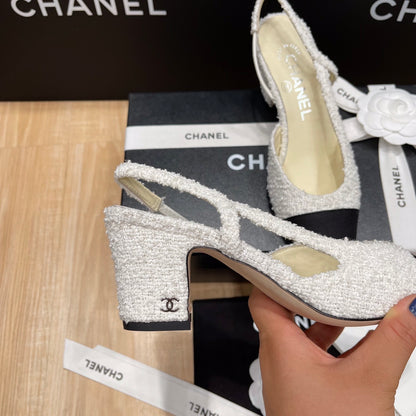 Chanel Two-Tone Slingback Heeled Sandals