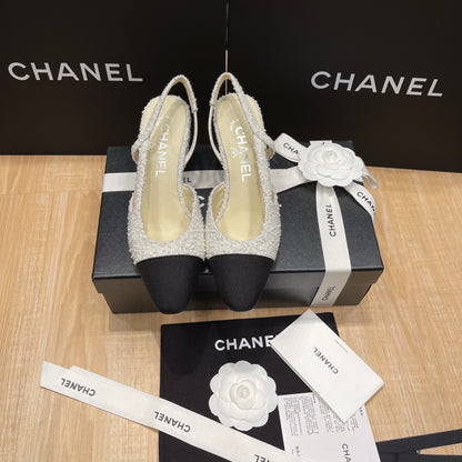 Chanel Two-Tone Slingback Heeled Sandals