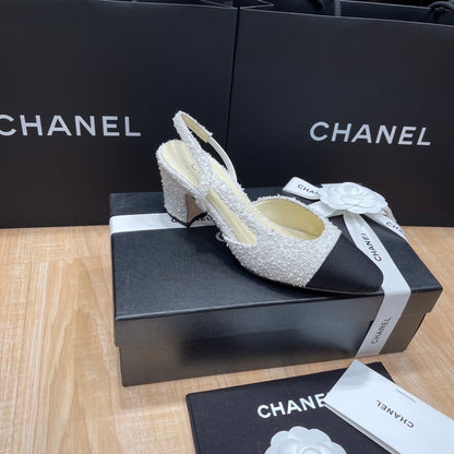 Chanel Two-Tone Slingback Heeled Sandals