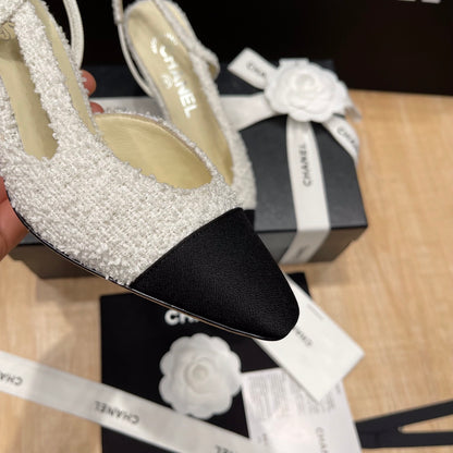 Chanel Two-Tone Slingback Heeled Sandals