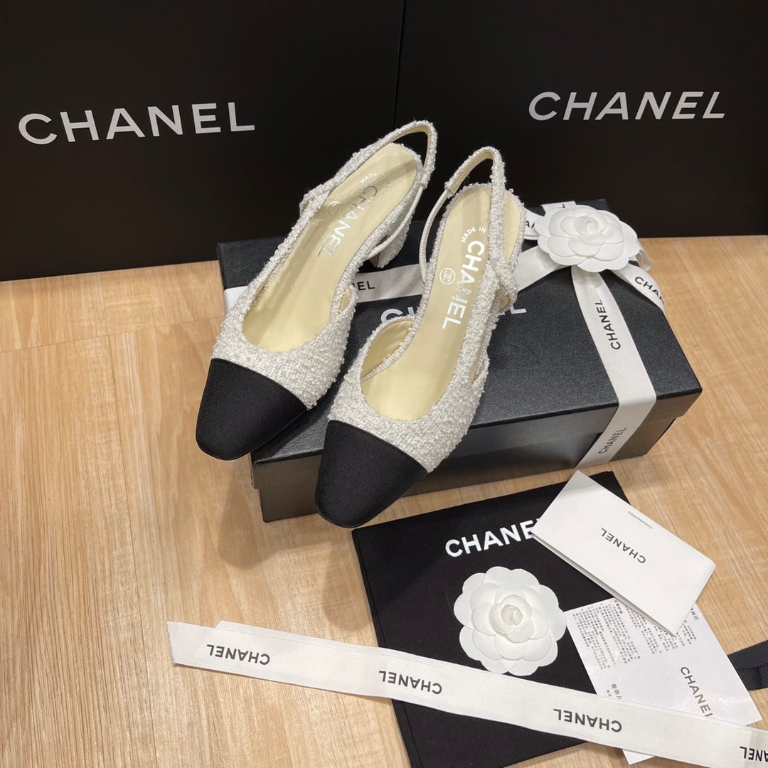 Chanel Two-Tone Slingback Heeled Sandals