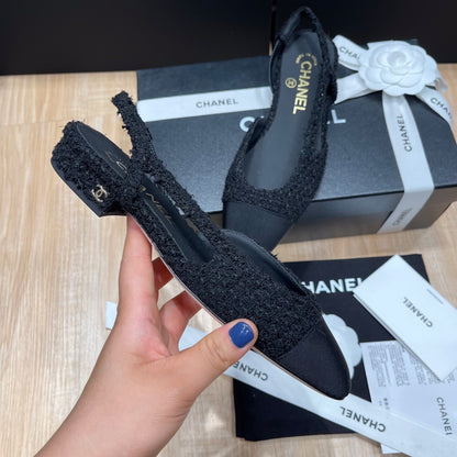 Chanel Two-Tone Slingback Heeled Sandals