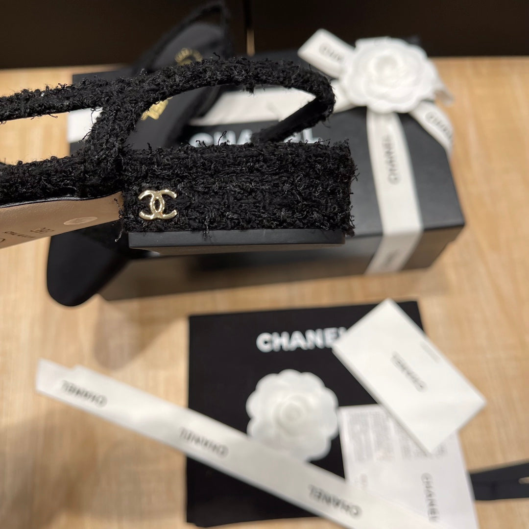 Chanel Two-Tone Slingback Heeled Sandals