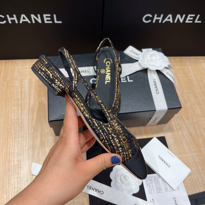 Chanel Colorblock Slingback Sandals