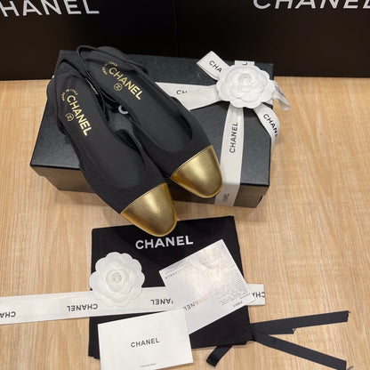 Chanel Two-Tone Slingback Heeled Sandals