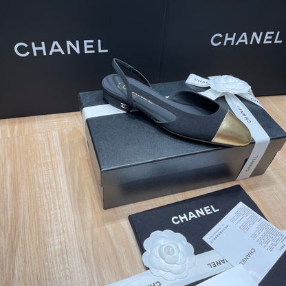 Chanel Two-Tone Slingback Heeled Sandals