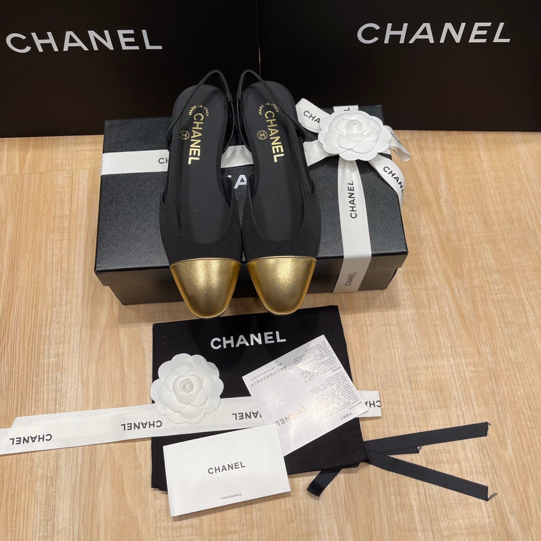 Chanel Two-Tone Slingback Heeled Sandals