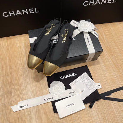 Chanel Two-Tone Slingback Heeled Sandals