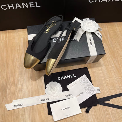 Chanel Two-Tone Slingback Heeled Sandals