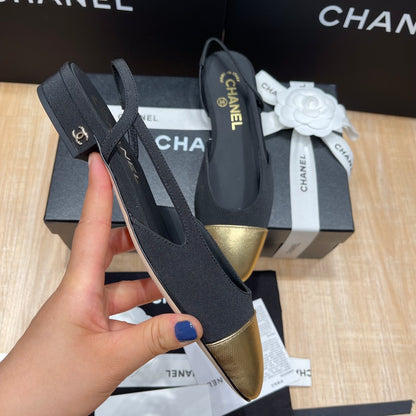 Chanel Two-Tone Slingback Heeled Sandals