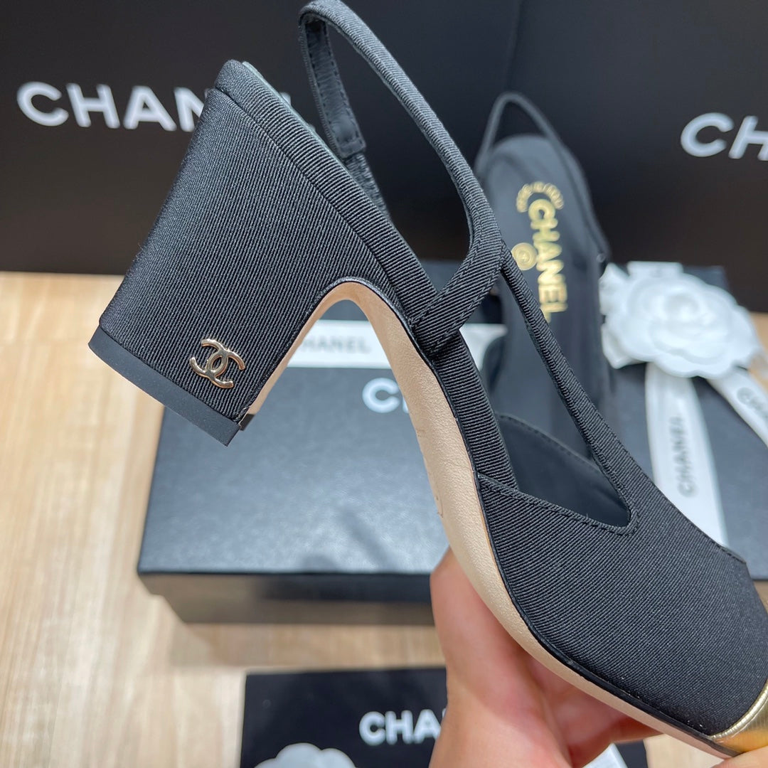 Chanel Two-Tone Slingback Heeled Sandals