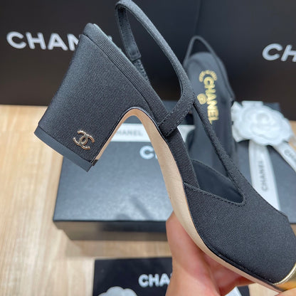 Chanel Two-Tone Slingback Heeled Sandals