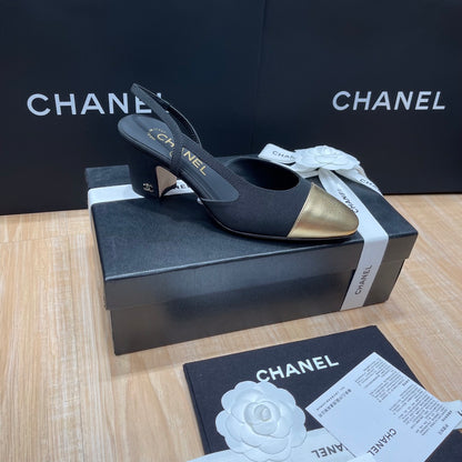 Chanel Two-Tone Slingback Heeled Sandals