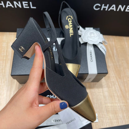 Chanel Two-Tone Slingback Heeled Sandals