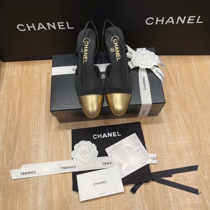 Chanel Two-Tone Slingback Heeled Sandals