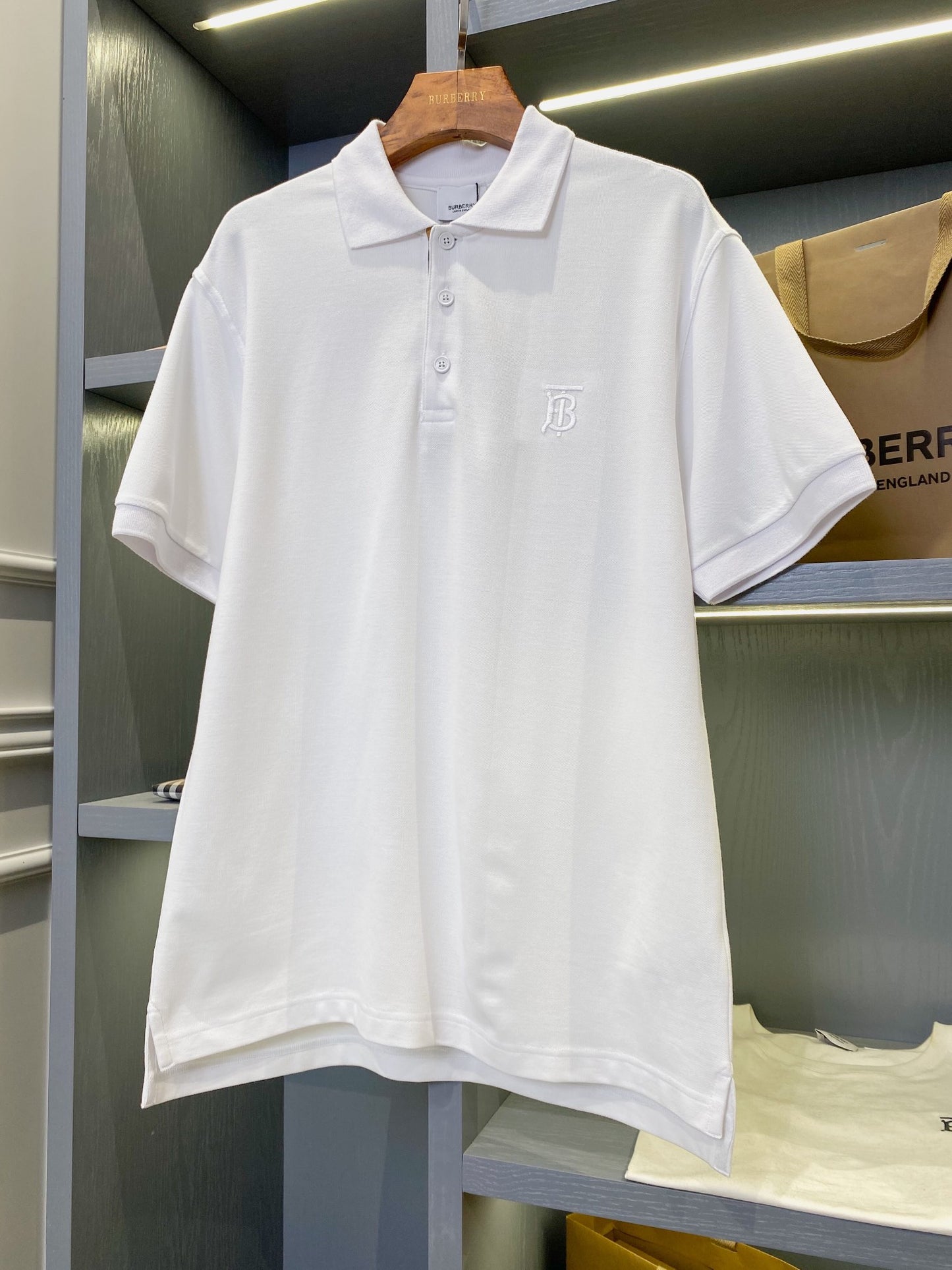 Burberry Embroidered Check Trim Polo Shirt