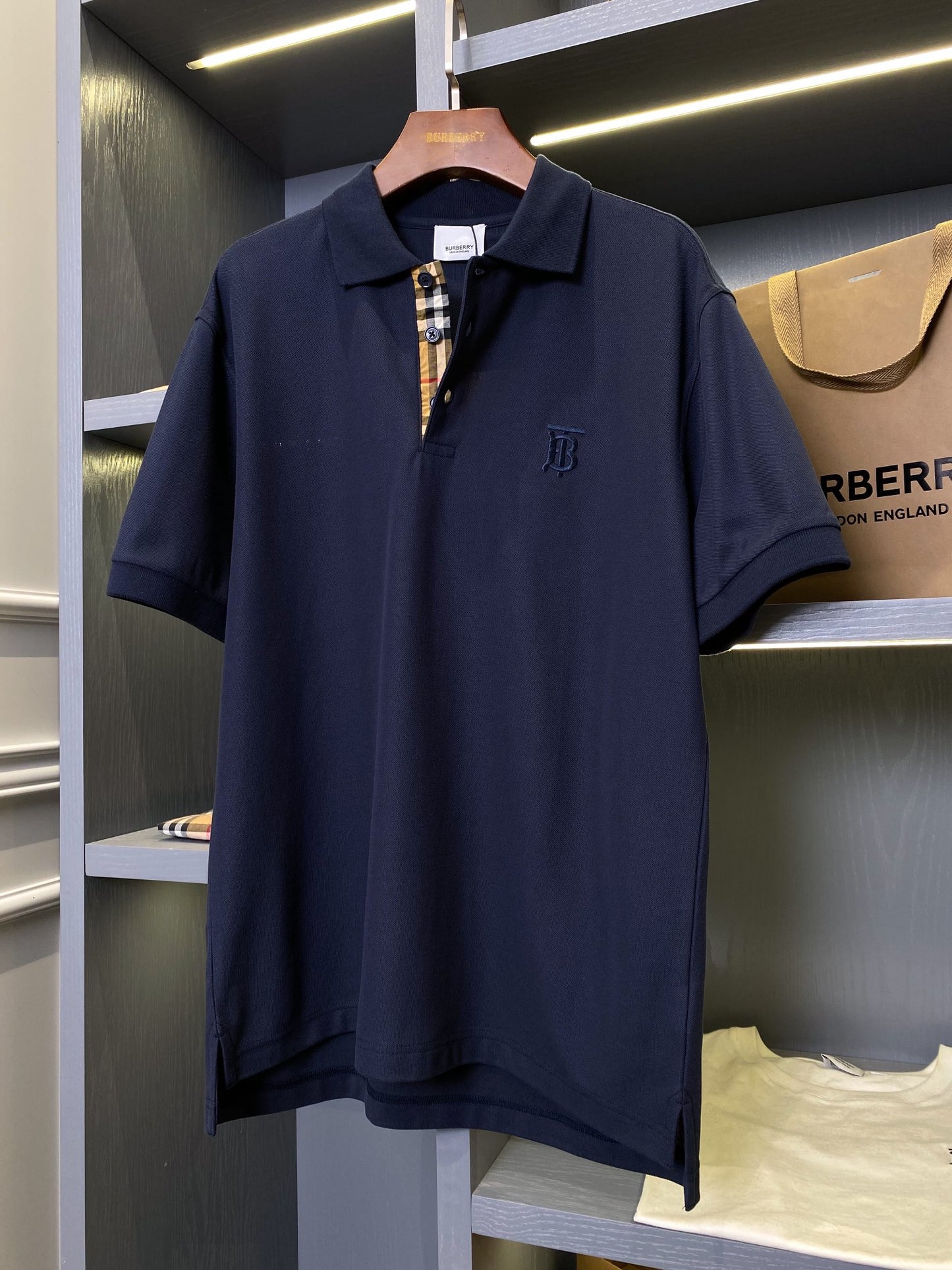 Burberry Embroidered Check Trim Polo Shirt