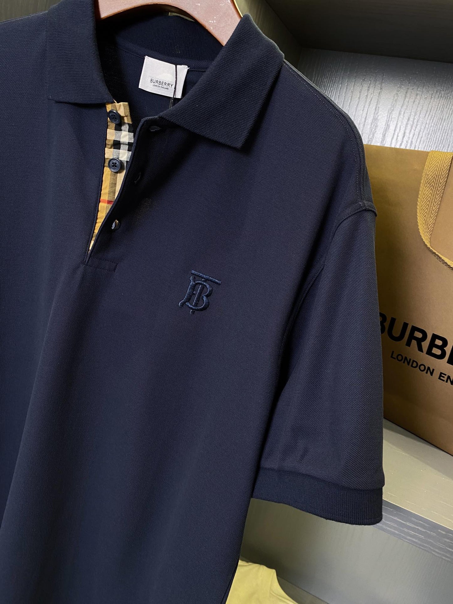 Burberry Embroidered Check Trim Polo Shirt
