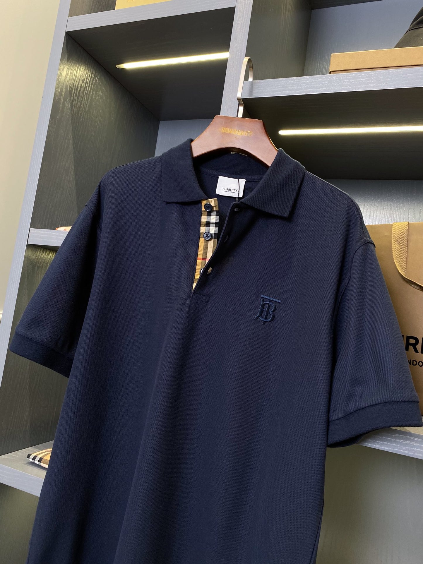 Burberry Embroidered Check Trim Polo Shirt
