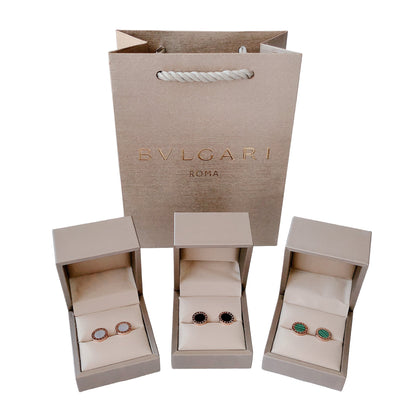 Bulgari Classic Logo Button Stud Earrings