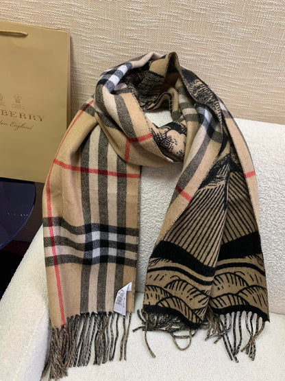 Burberry Celestial Unicorn Plaid Cashmere Scarf