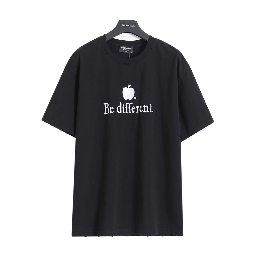 Balenciaga Apple Logo Embroidered Distressed T-Shirt – 26SS