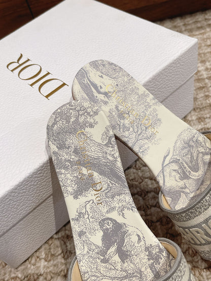 Dior Oblique Embroidered Mules