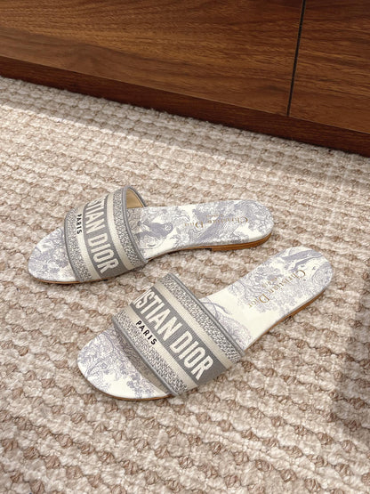 Dior Oblique Embroidered Mules
