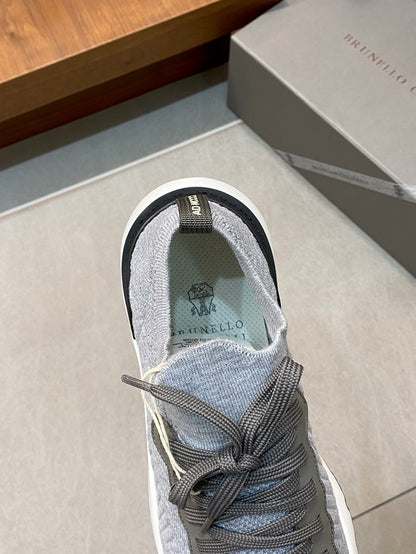 Brunello Cucinelli Flyknit Cashmere Lace-Up Sneakers – Spring/Summer Collection – 25SS