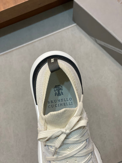 Brunello Cucinelli Flyknit Cashmere Lace-Up Sneakers – Spring/Summer Collection – 25SS