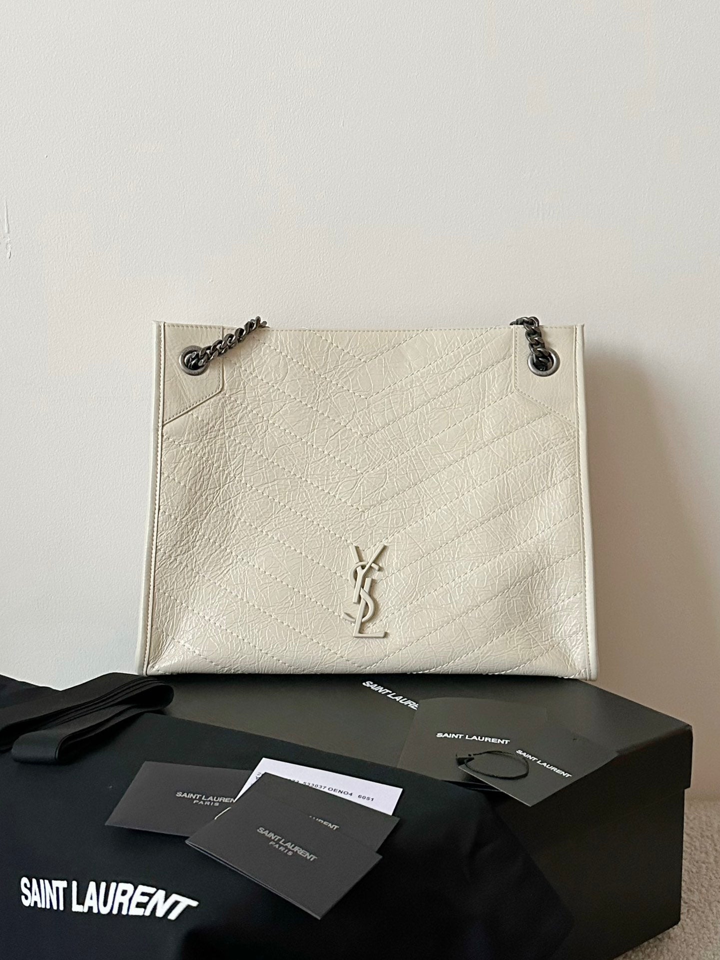 Saint Laurent Niki Waxed Leather Tote Bag
