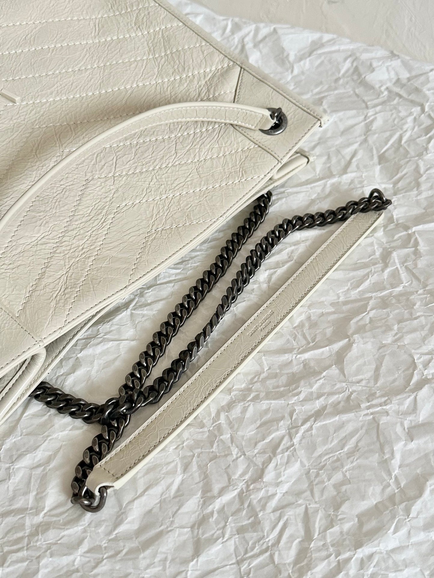 Saint Laurent Niki Waxed Leather Tote Bag