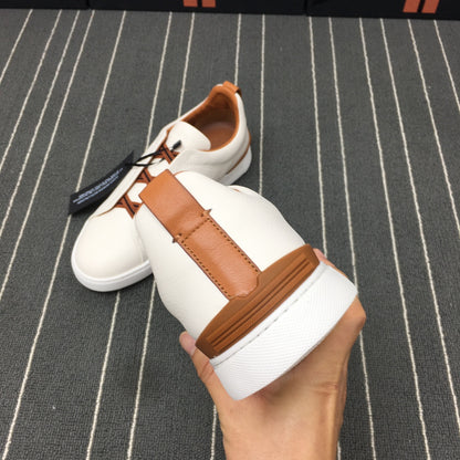 Ermenegildo Zegna Triple Stitch Low-Top Deer Leather Sneakers
