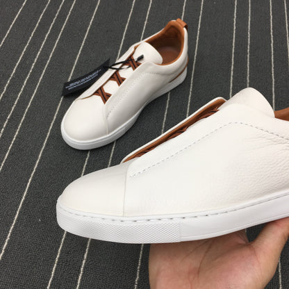 Ermenegildo Zegna Triple Stitch Low-Top Deer Leather Sneakers