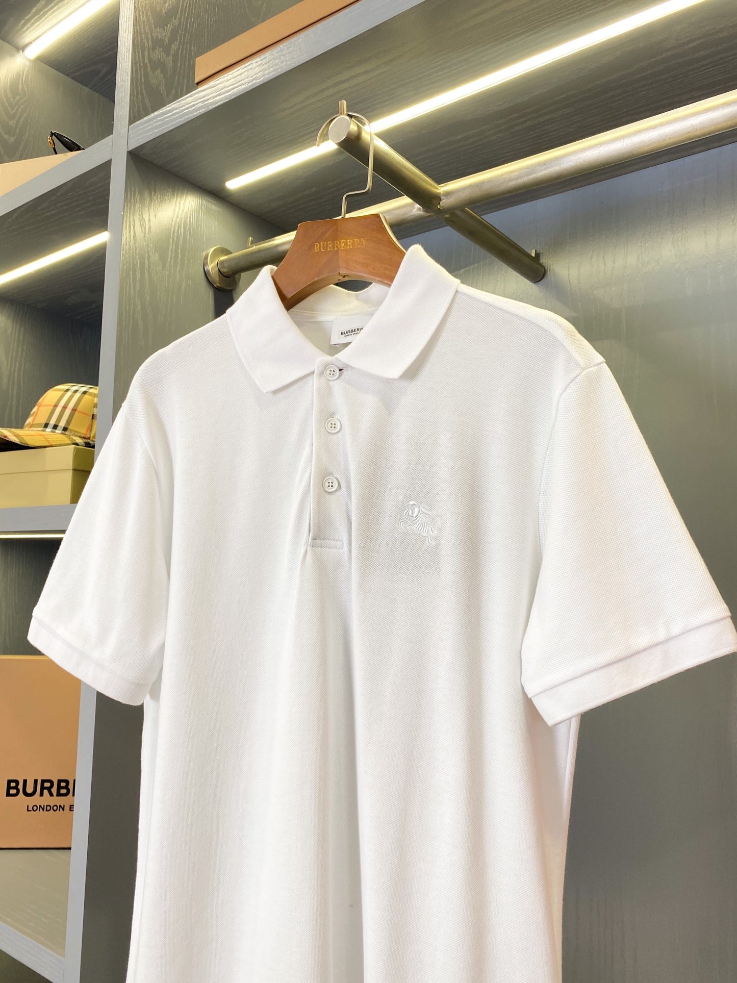 Burberry Horse Embroidered Piqué Cotton Polo Shirt
