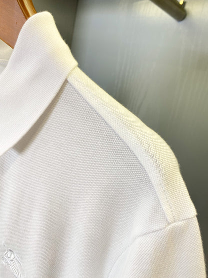 Burberry Horse Embroidered Piqué Cotton Polo Shirt