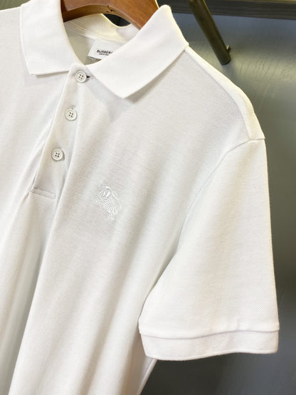 Burberry Horse Embroidered Piqué Cotton Polo Shirt