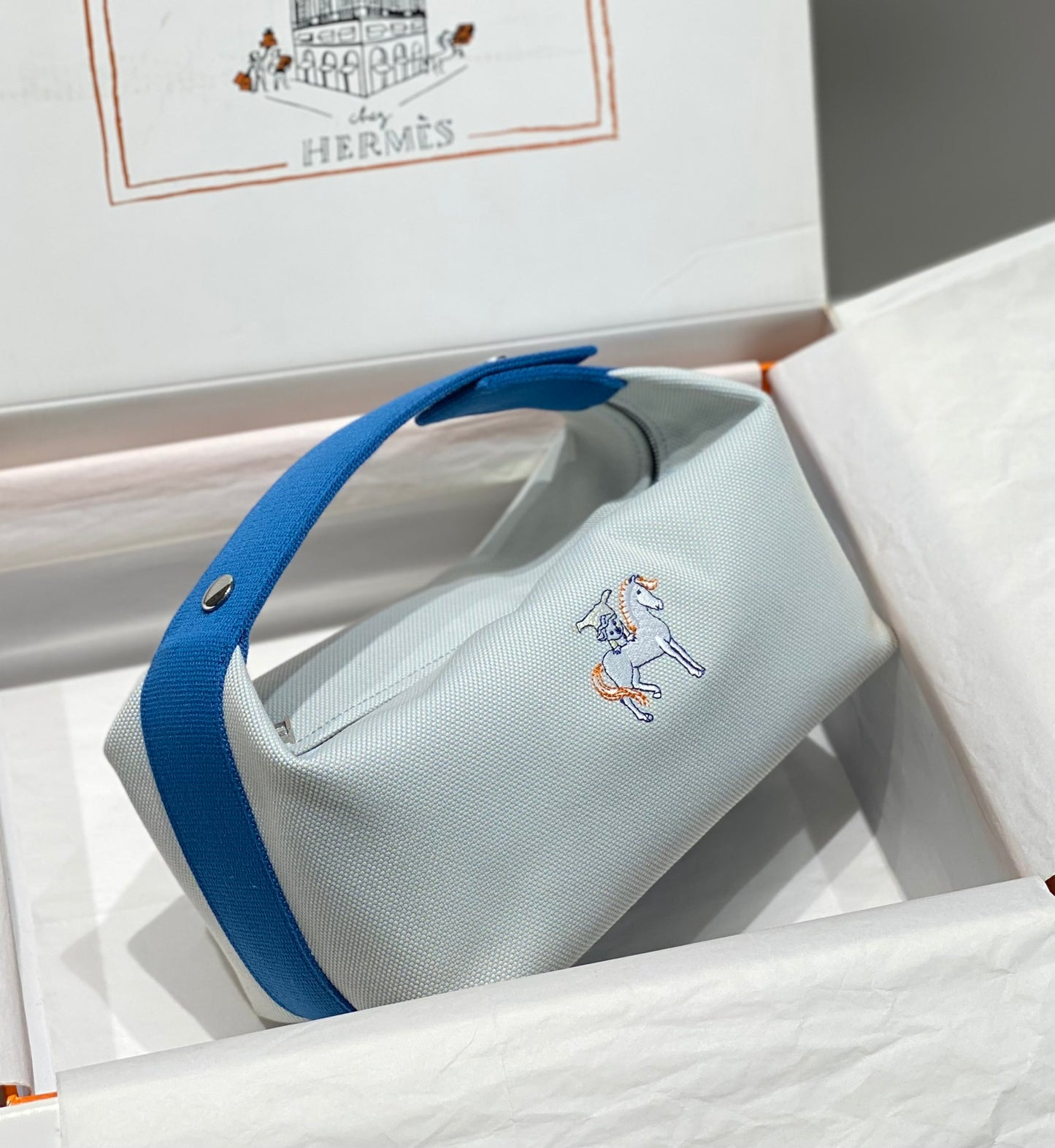 Hermès Trousse Bride-A-Brace Embroidered Canvas Vanity Case