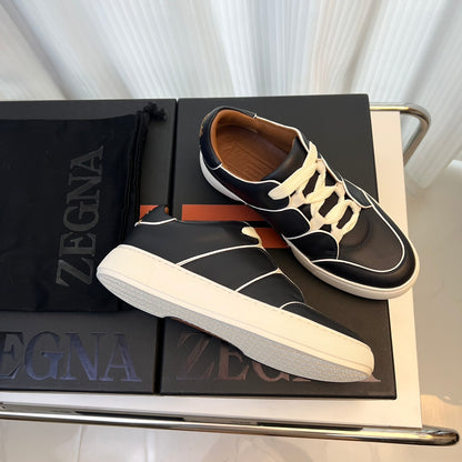 Zegna TIZIANO Calfskin Low-Top Sneakers