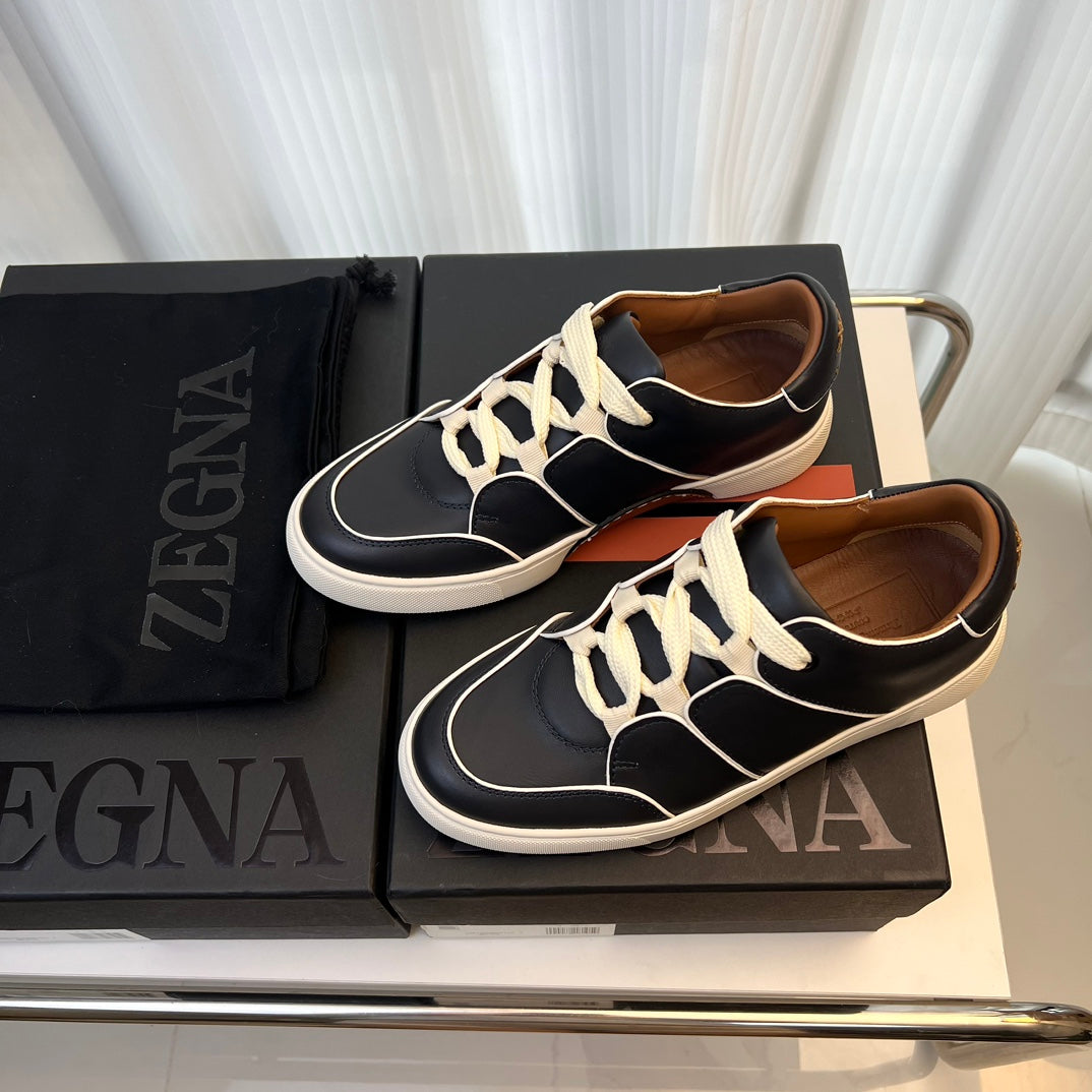 Zegna TIZIANO Calfskin Low-Top Sneakers