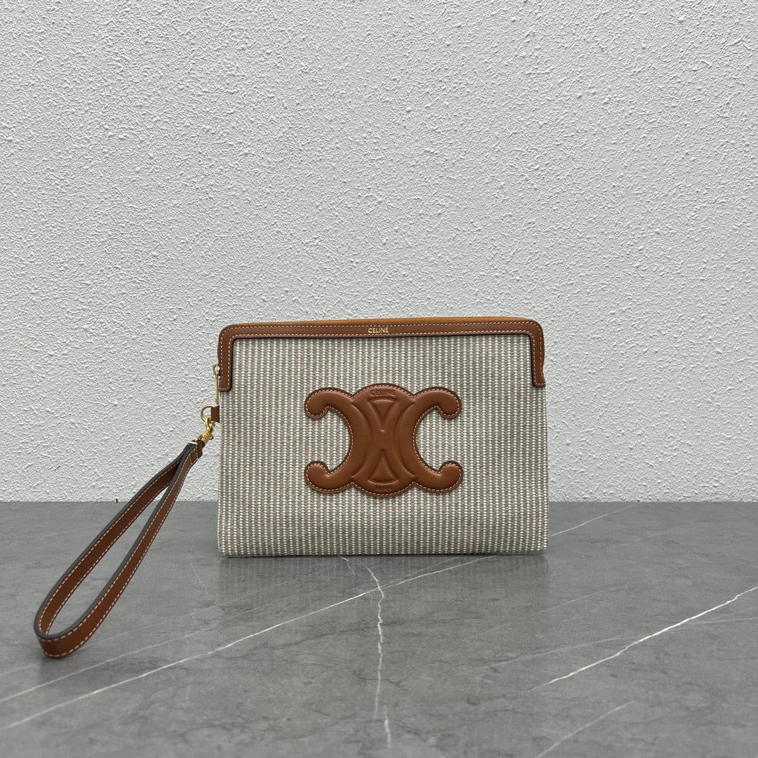 Celine Striped Woven Clutch Bag