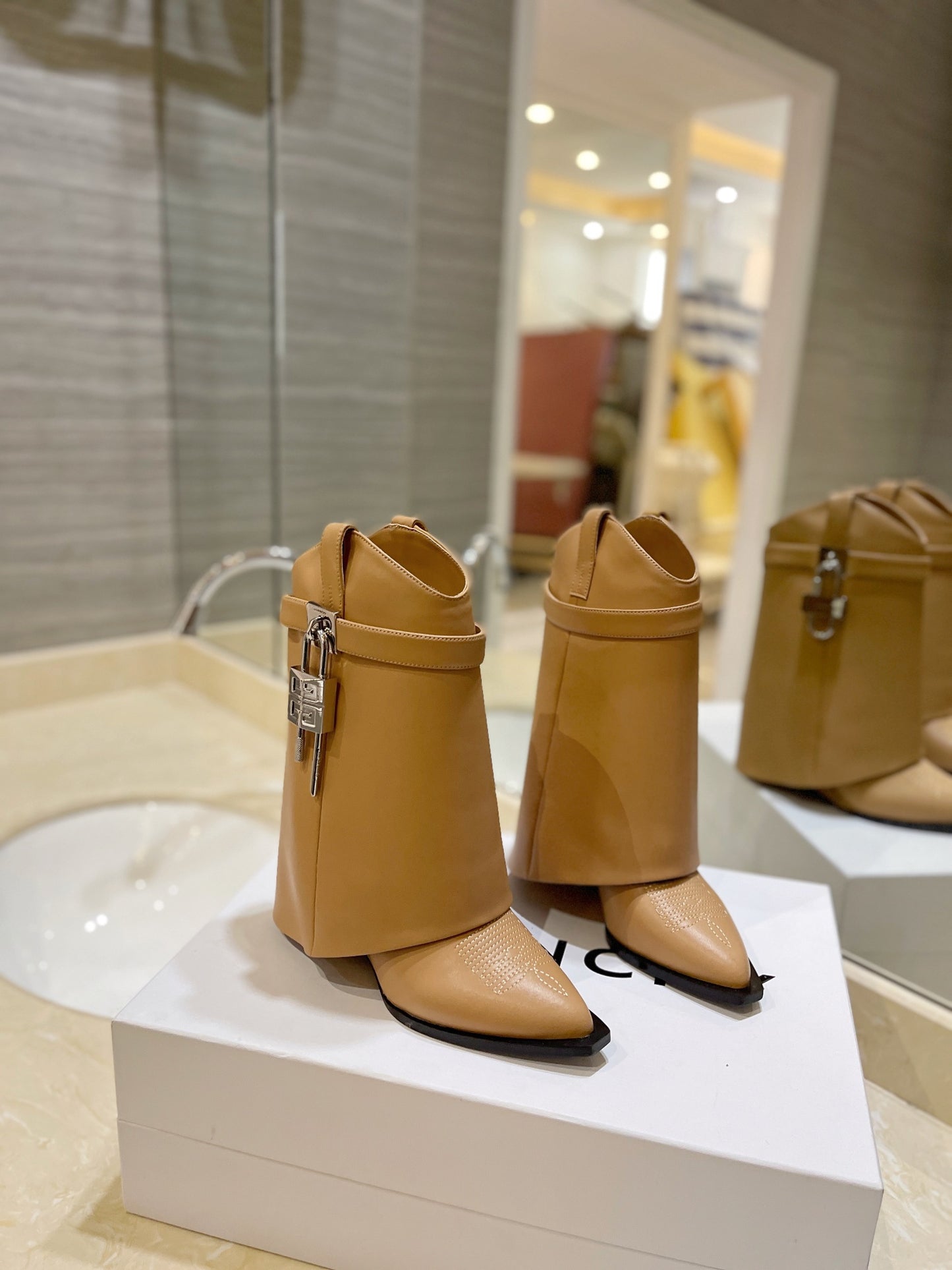 Givenchy Embroidered Lock Ankle Boots – 2023SS