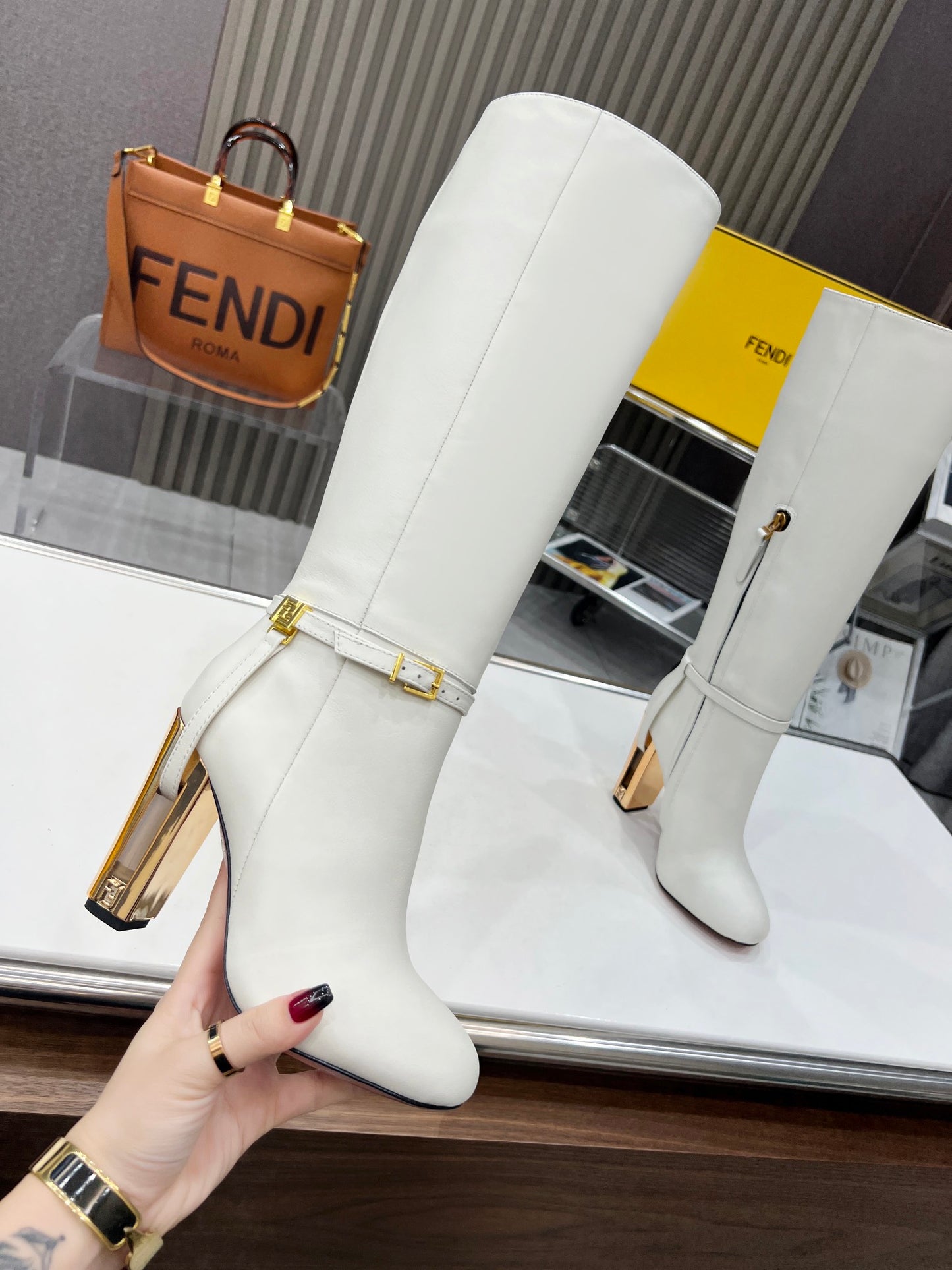 Fendi Delfina Runway Round Toe Boots