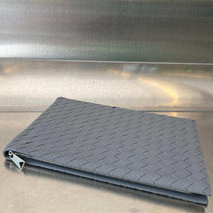 Bottega Veneta Intrecciato Half-Zip Clutch Bag