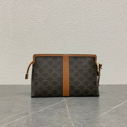 Celine LOCK Logo Print Calfskin Cosmetic Bag – 23FW