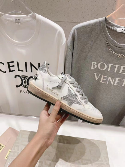 Golden Goose Ball Star Sneakers – White Silver